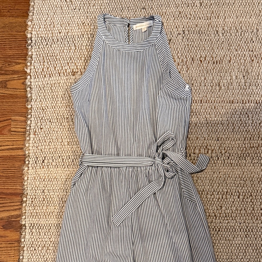 Monteau Gray and White Striped Jumpsuit